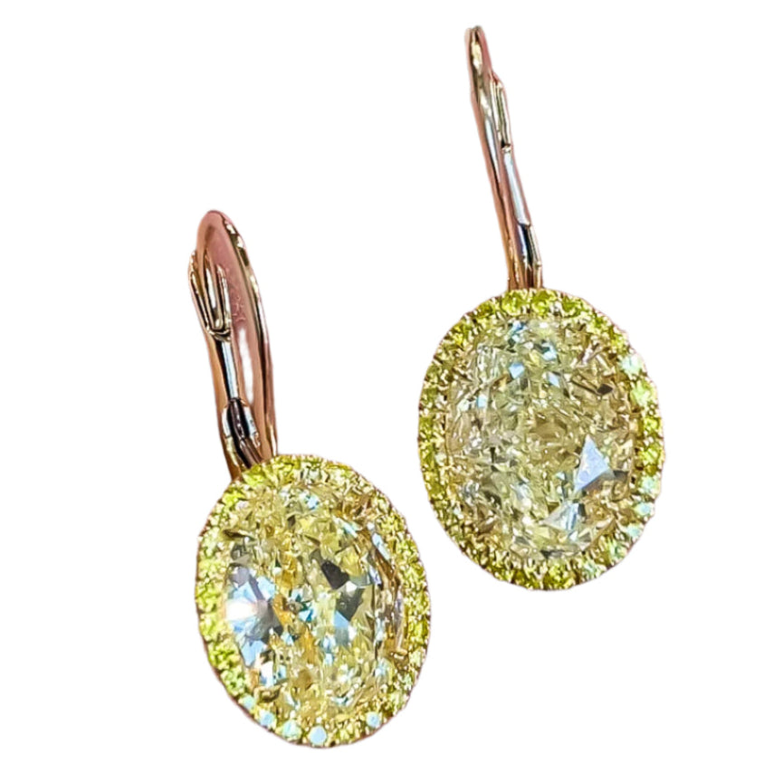 Gia Certified 11.00 Carat Yellow Diamond Earrings