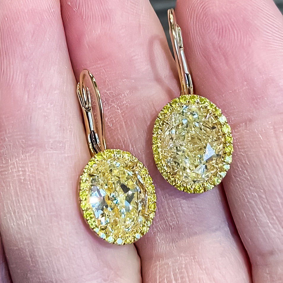 Gia Certified 11.00 Carat Yellow Diamond Earrings