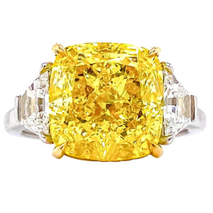 Gia Certified 7.00 Carat Fancy Vivid Yellow Diamond Ring