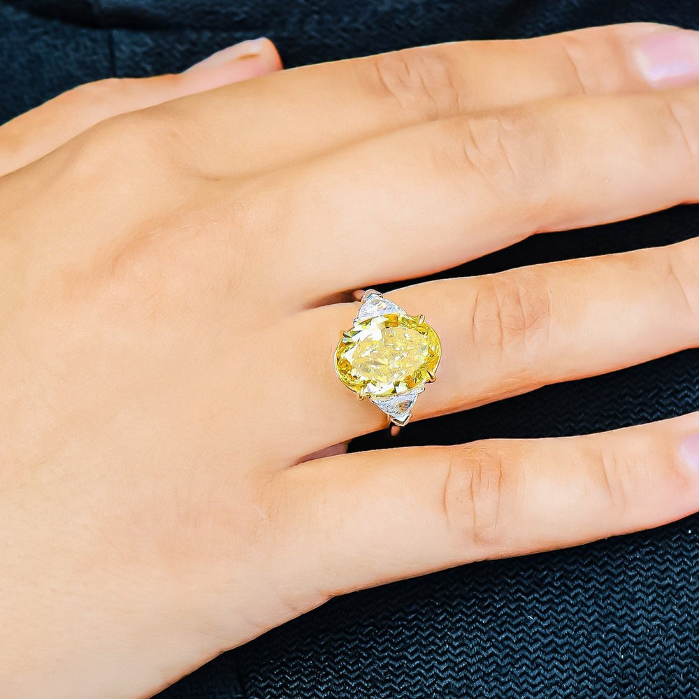 GIA Certified 8.00 Carat Oval Fancy Intense Yellow Diamond Ring