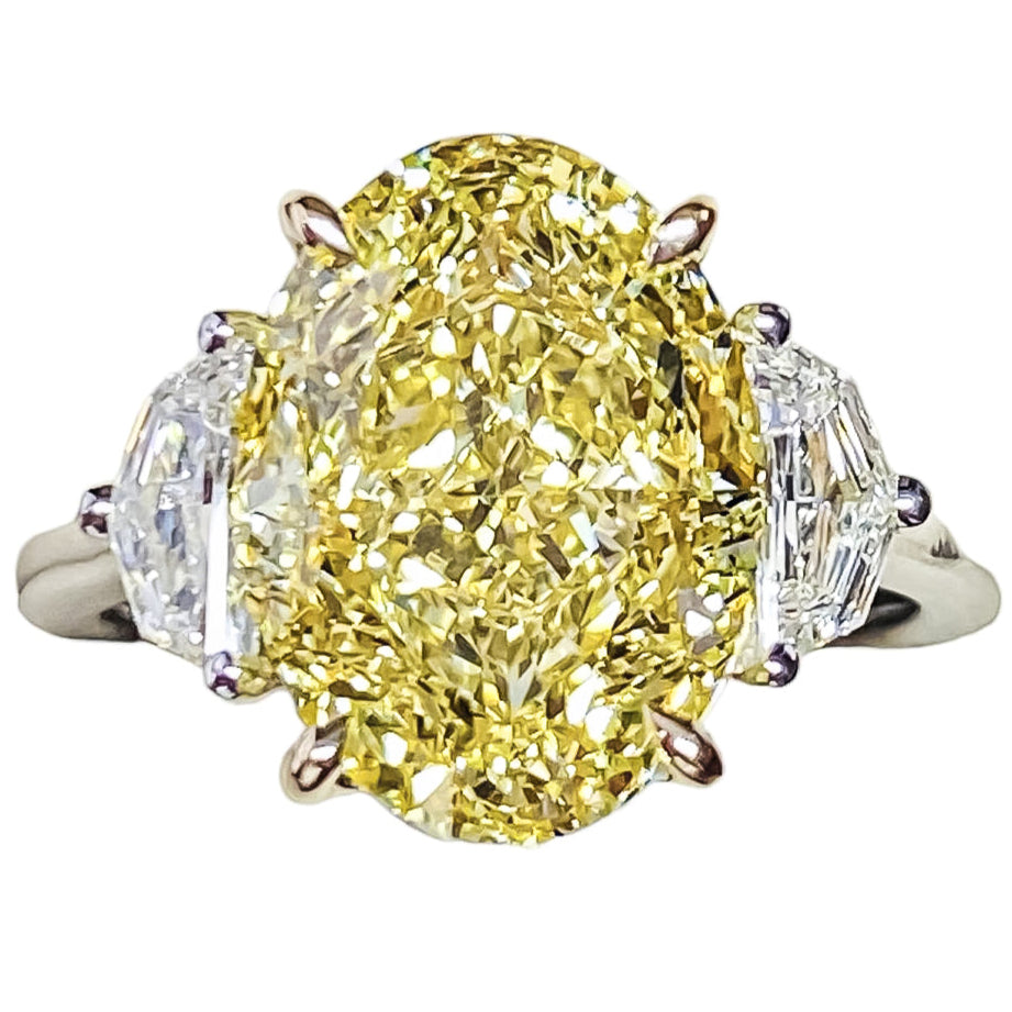 GIA Certified 7.00 Carat Oval Fancy Intense Yellow Diamond Ring