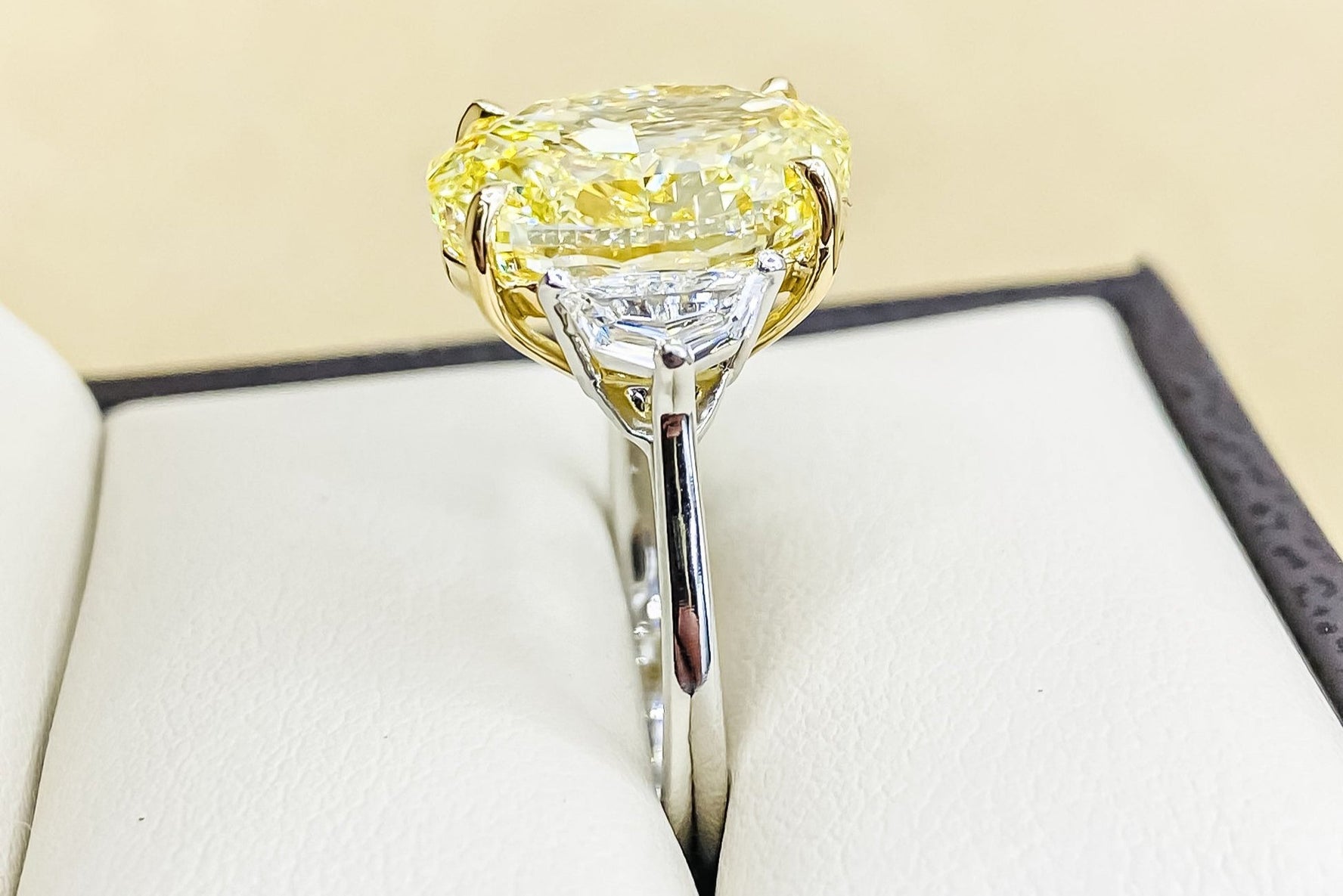 GIA Certified 7.00 Carat Oval Fancy Intense Yellow Diamond Ring