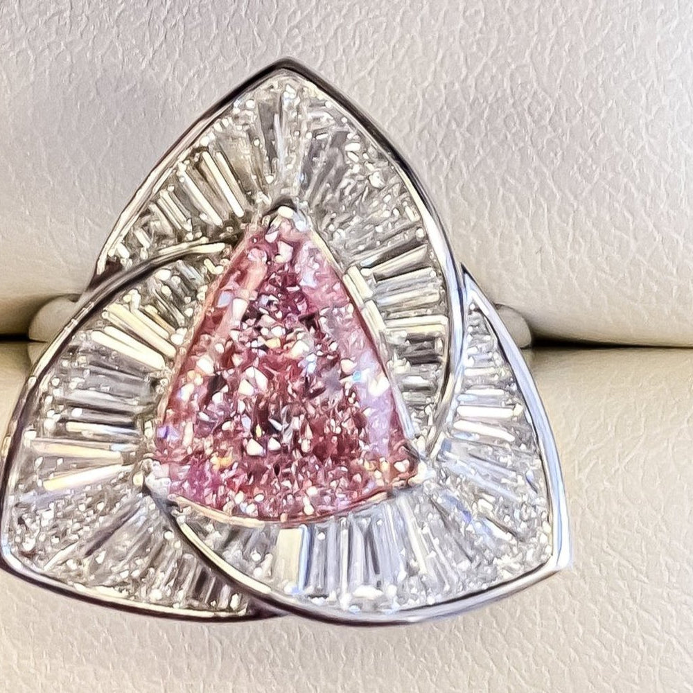 GIA Certified Trilliant Cut Pink Diamond Ring