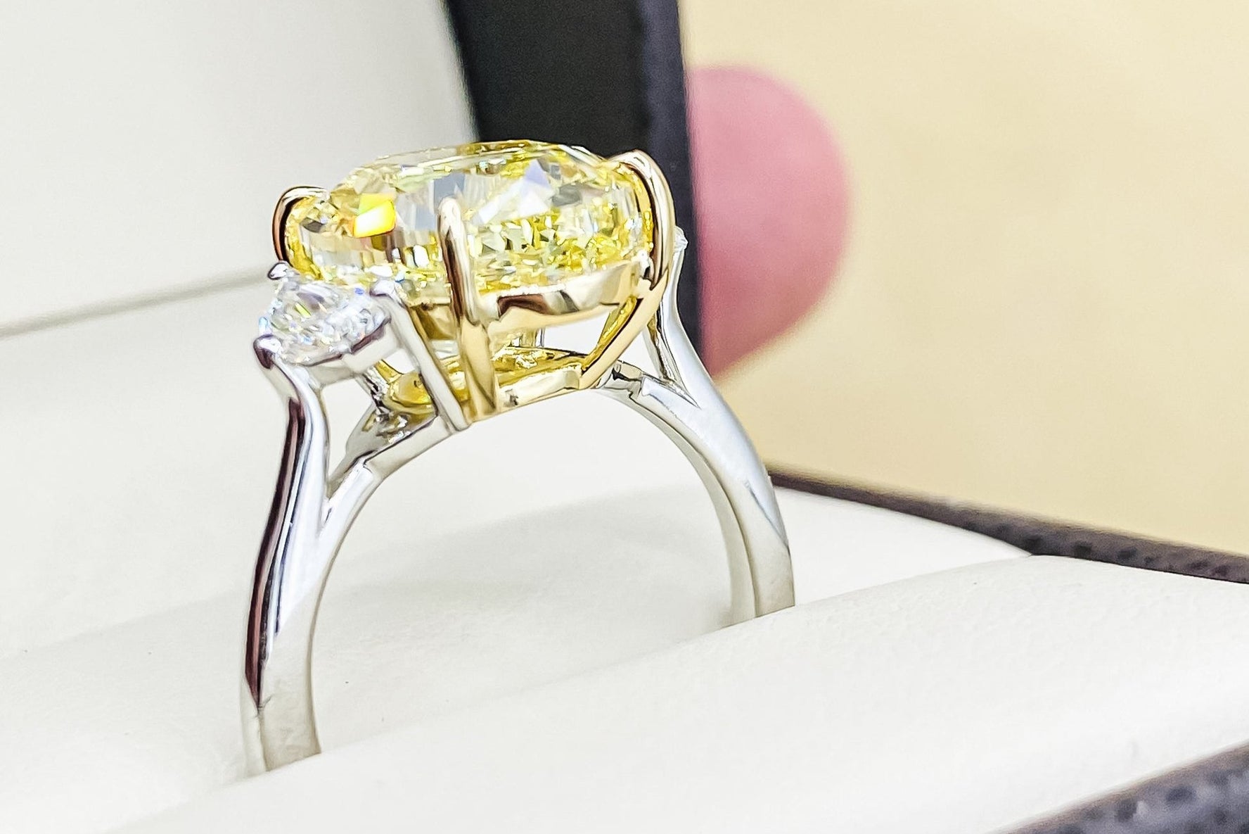 GIA Certified 7.00 Carat Oval Fancy Intense Yellow Diamond Ring