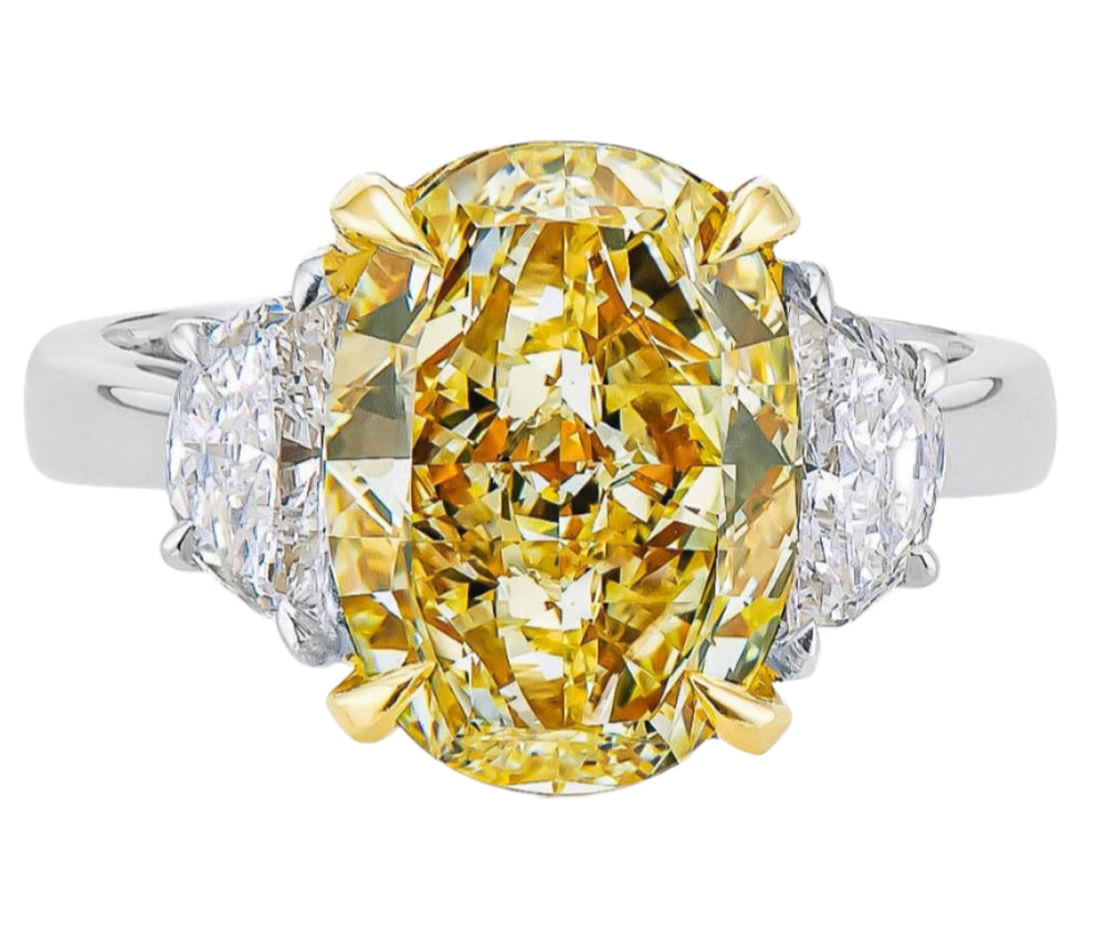 GIA Certified 5.00 Carat Fancy Yellow Diamond Ring