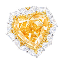 10.00 Carat Gia Certified Fancy Intense Yellow Heart Diamond Ring