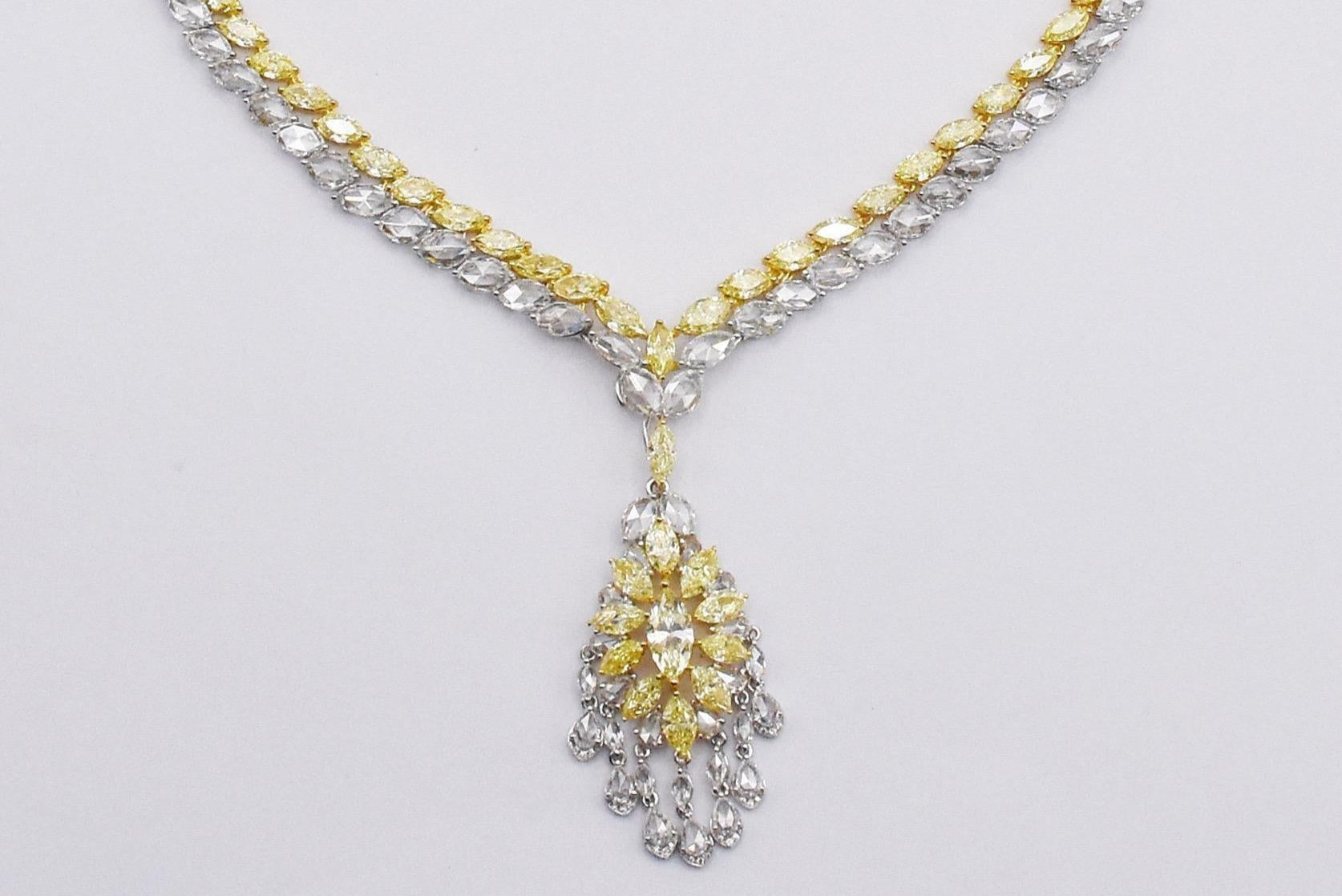 20.73 Carat Fancy Yellow Diamond Necklace