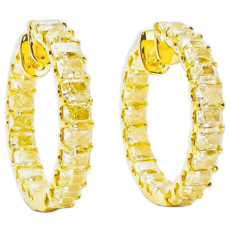 8.64 Carat Yellow Diamond Hoop Earrings