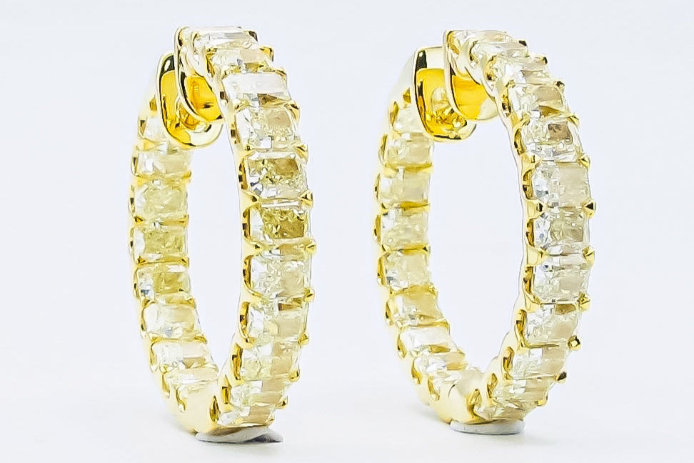 8.64 Carat Yellow Diamond Hoop Earrings