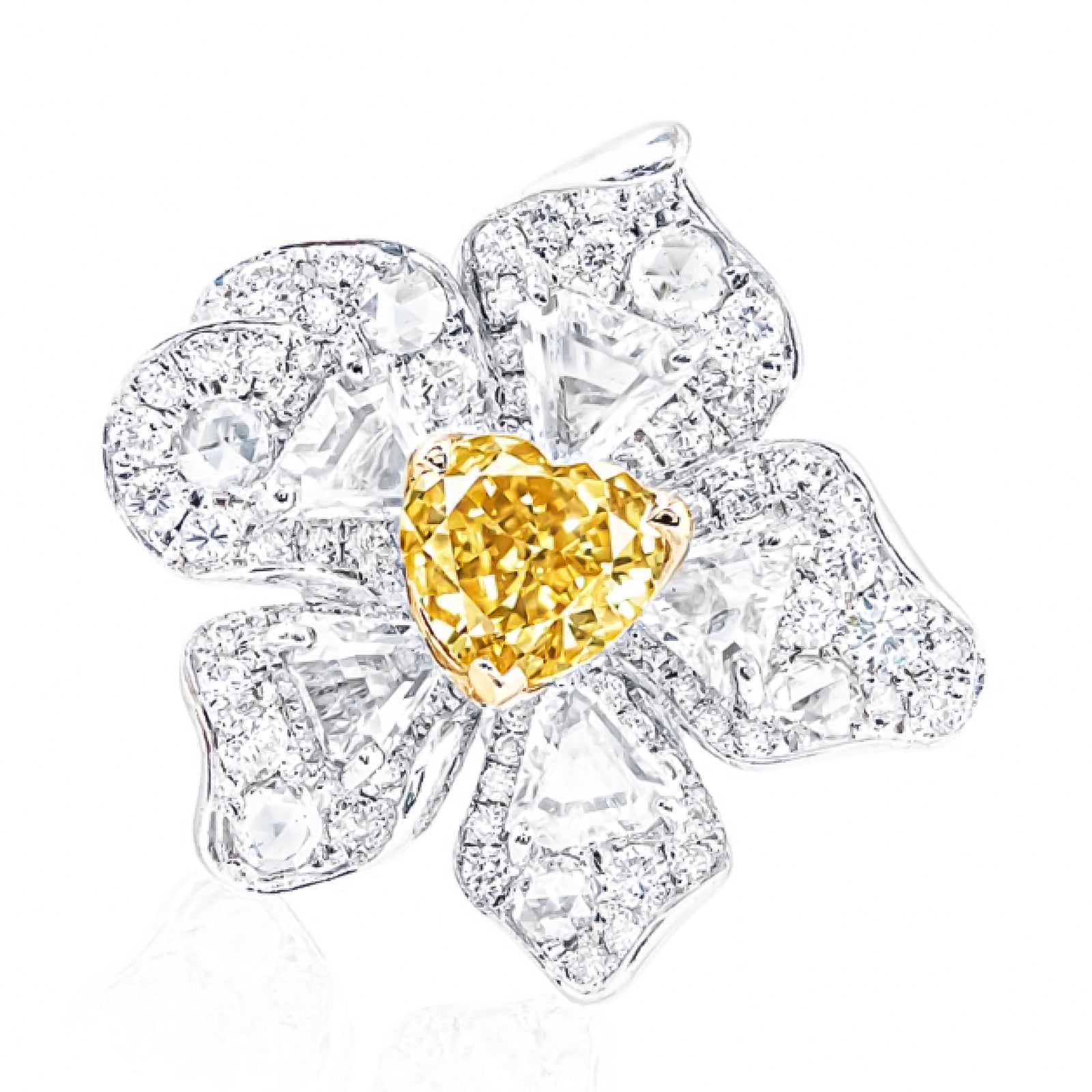 GIA Certified 1.00 Carat Fancy Intense Heart Shape Diamond Ring