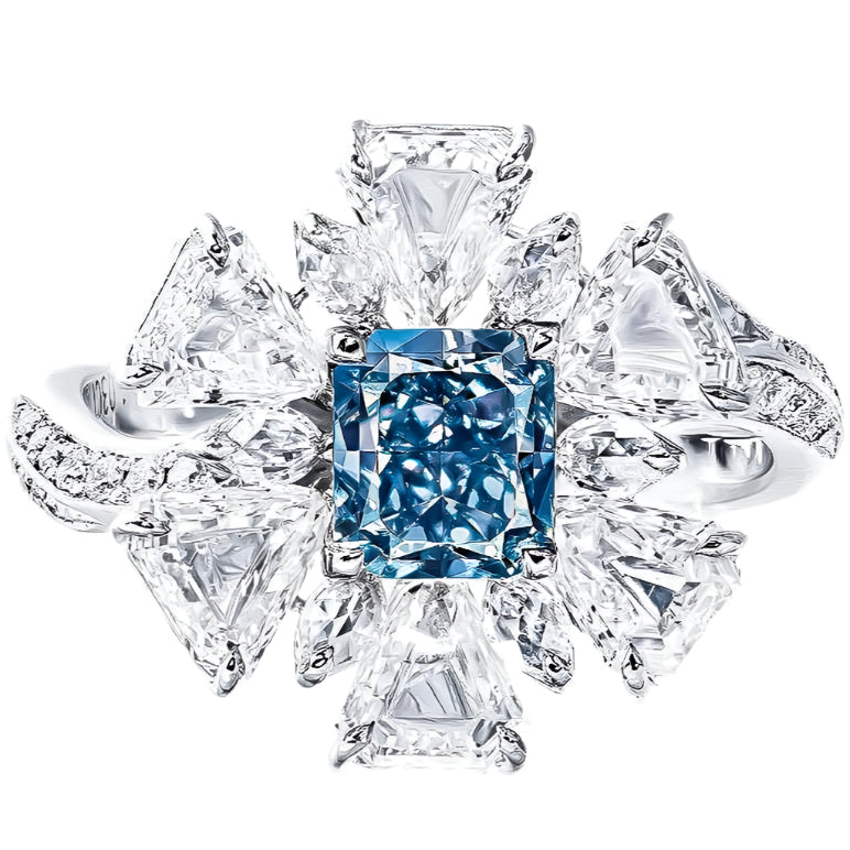 GIA Certified 1.00 Carat Fancy Pure Blue Diamond Ring