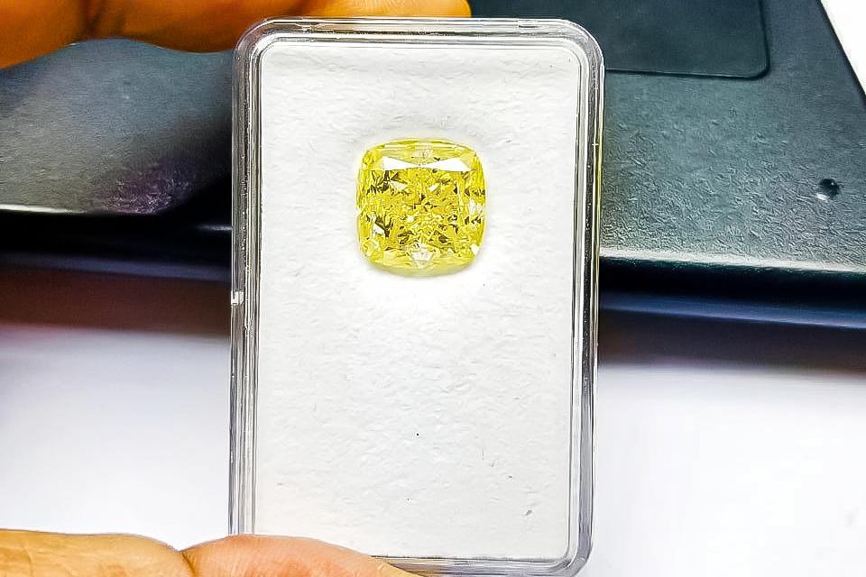 GIA Certified 16.00 Carat Fancy Intense Yellow Diamond