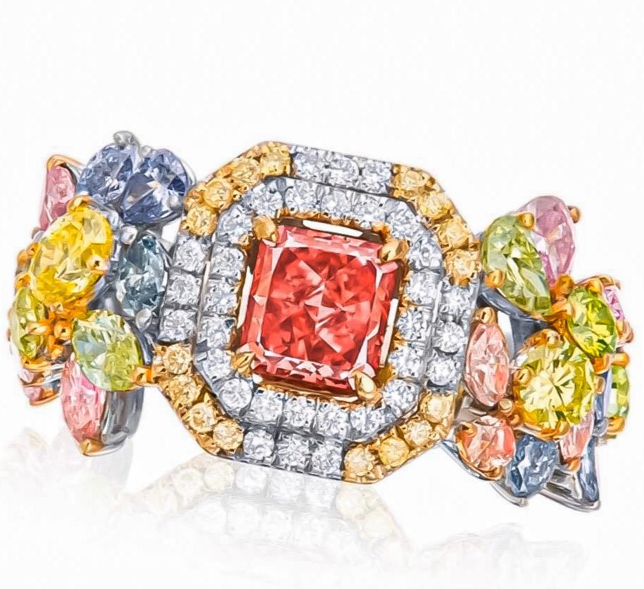 GIA Certified 1 Carat Fancy Deep Pink Diamond Ring