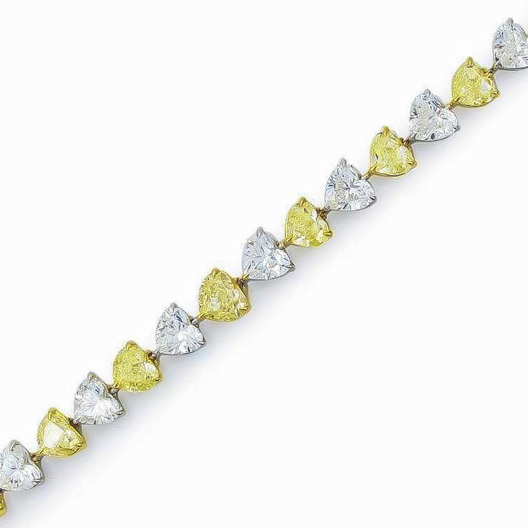 GIA Certified 23.00 Carat Heart Fancy Yellow Diamond Bracelet