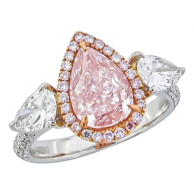 GIA Certified 2.46 Carat Fancy Purplish Pink Diamond Ring