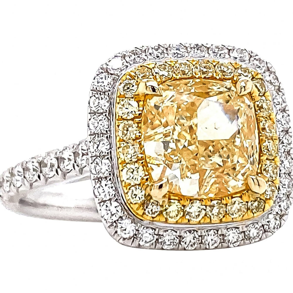 GIA Certified 3.00 Carat Fancy Yellow Diamond Ring
