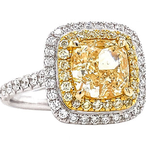 GIA Certified 3.00 Carat Fancy Yellow Diamond Ring