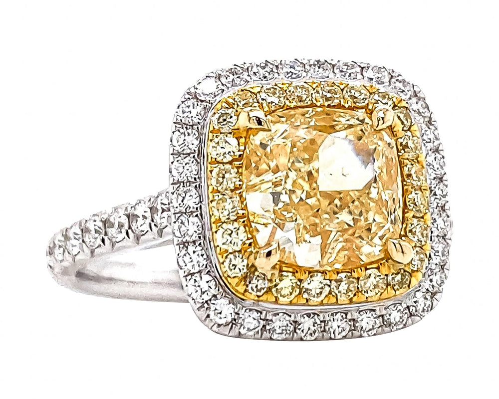 GIA Certified 3.00 Carat Fancy Yellow Diamond Ring