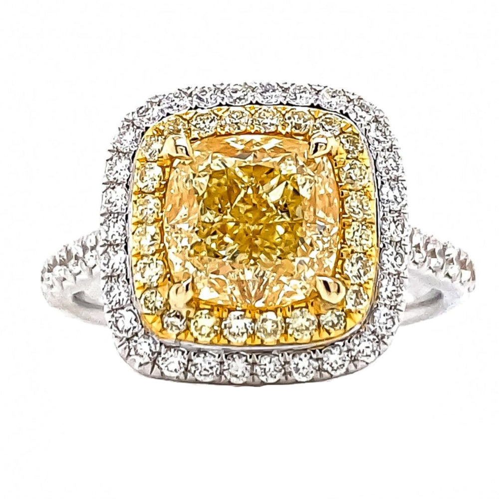 GIA Certified 3.00 Carat Fancy Yellow Diamond Ring