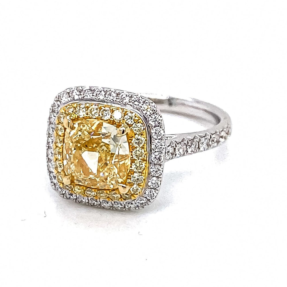 GIA Certified 3.00 Carat Fancy Yellow Diamond Ring