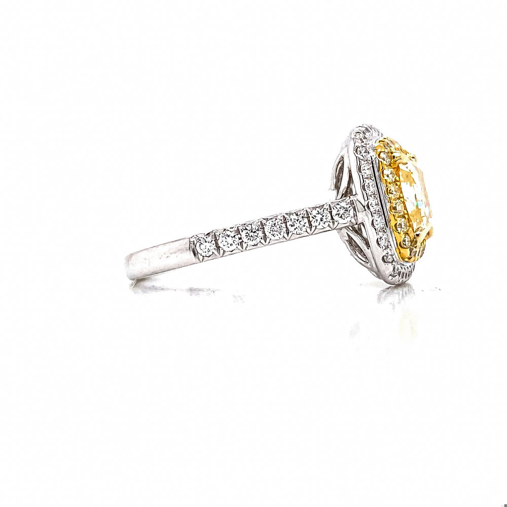 GIA Certified 3.00 Carat Fancy Yellow Diamond Ring