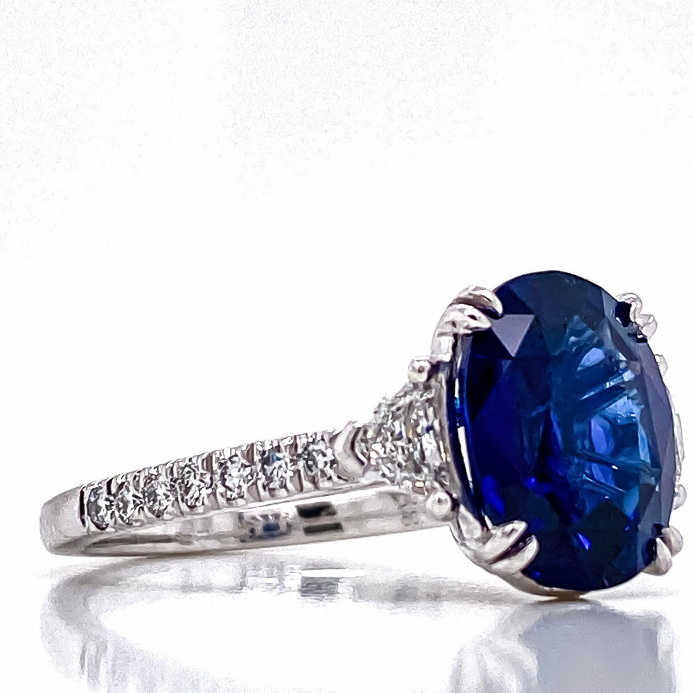 GIA Certified 4.33 Carat Ceylon Sapphire Diamond Ring