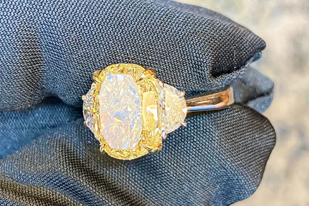 GIA Certified 5.00 Carat Fancy Yellow Diamond Ring