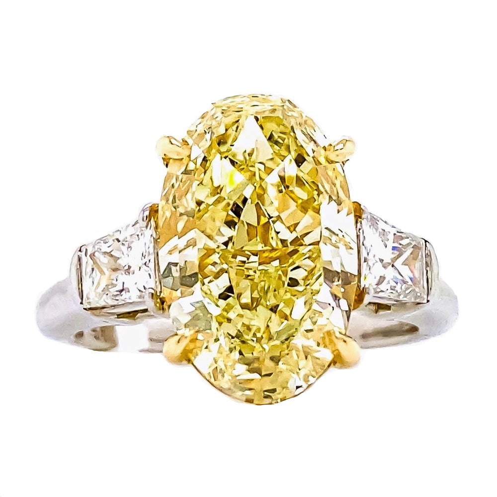 GIA Certified 5.75 Carat Oval Fancy Yellow Diamond Ring