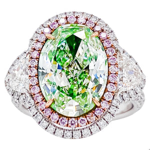 GIA Certified 6.96 Carat Greenish Diamond Ring
