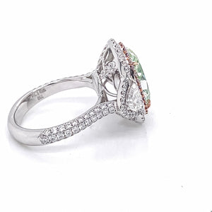 GIA Certified 6.96 Carat Greenish Diamond Ring