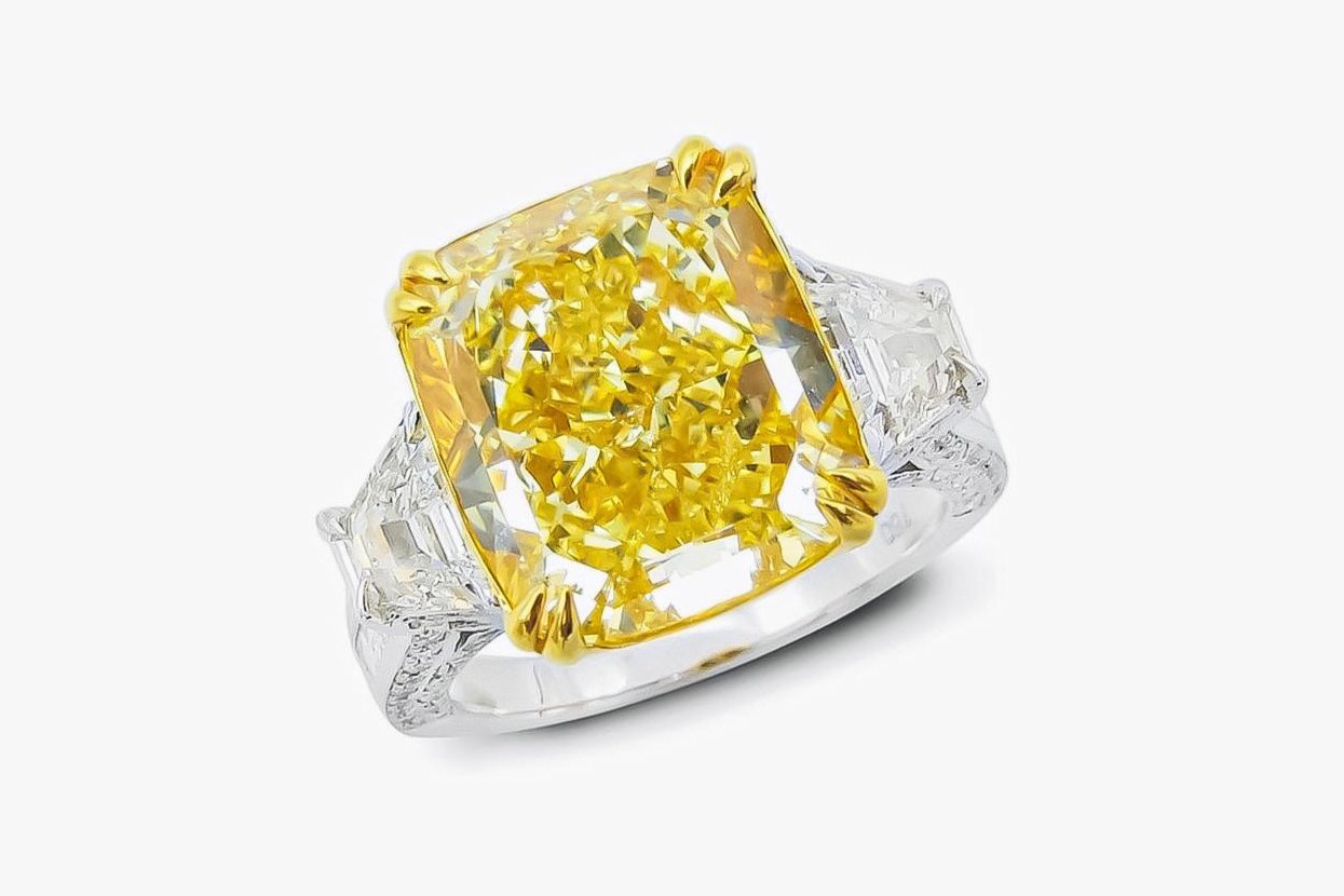 GIA Certified 7.00 Carat Fancy Intense Yellow Diamond Ring