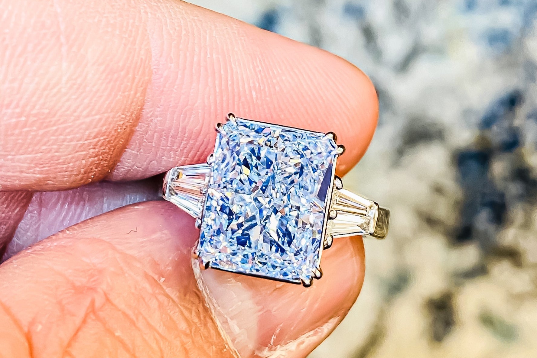 GIA Certified 7.02 Carat Natural Blue Diamond Ring