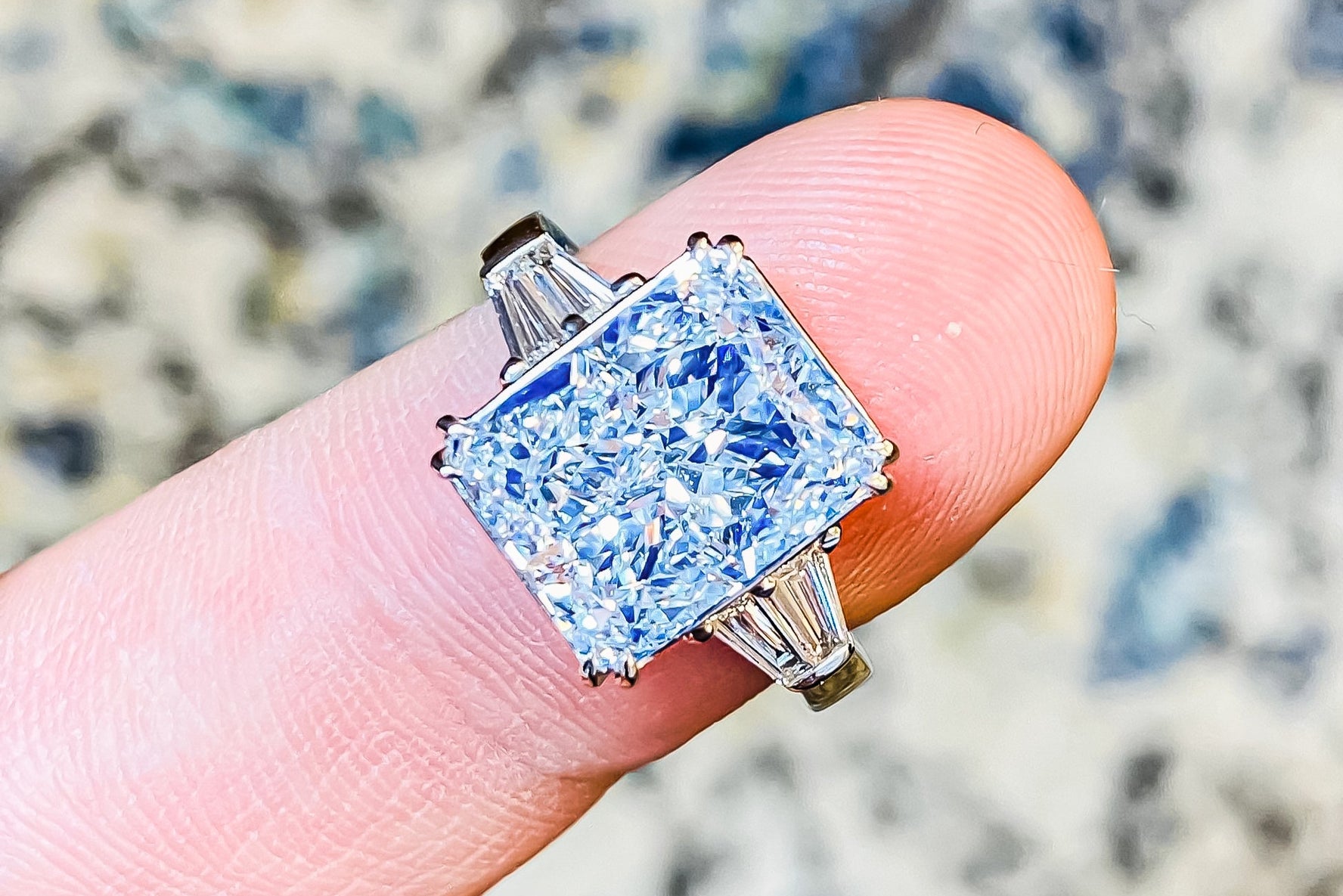 GIA Certified 7.02 Carat Natural Blue Diamond Ring