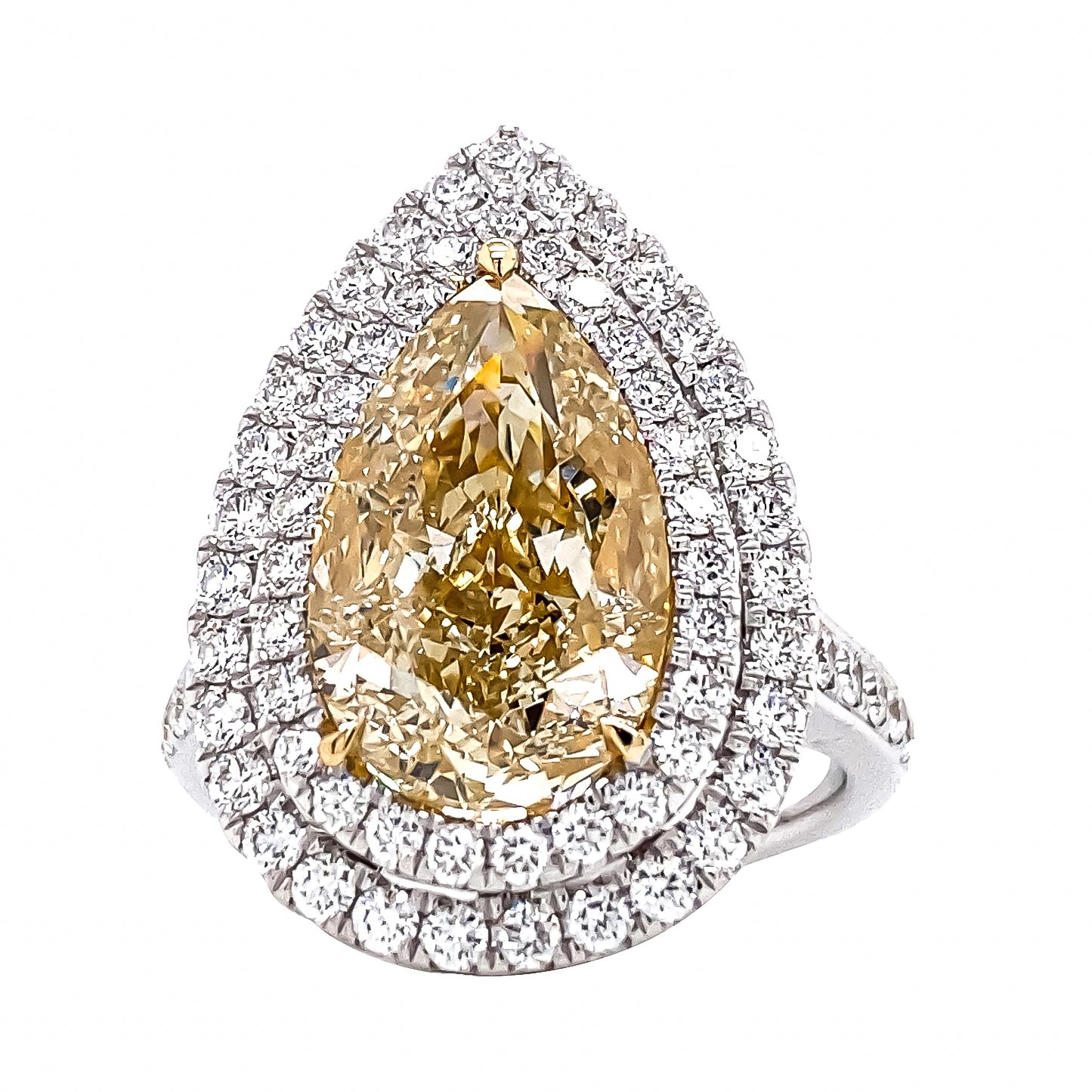 GIA Certified 7.18 Carat Yellow Diamond Ring and Pendant