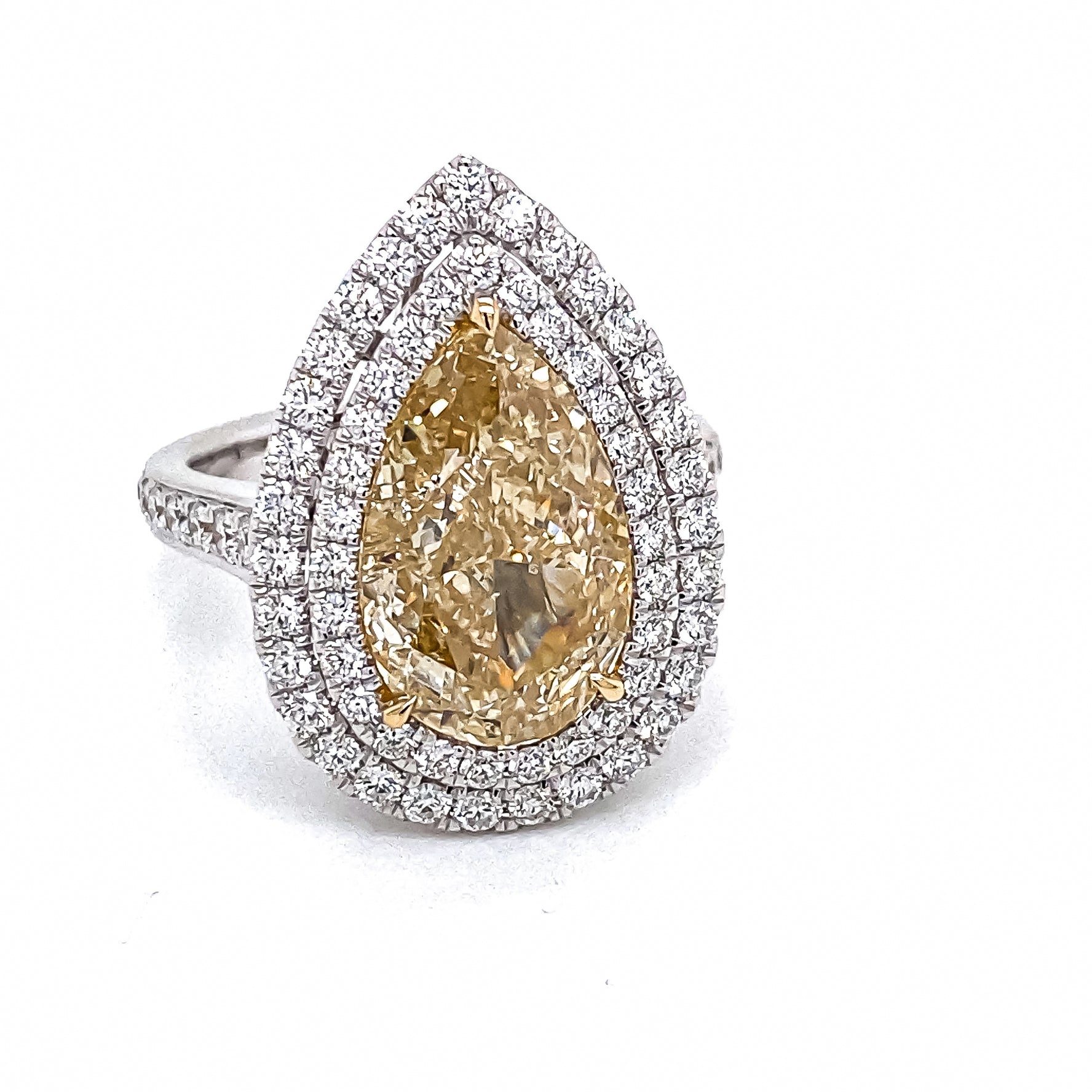GIA Certified 7.18 Carat Yellow Diamond Ring and Pendant