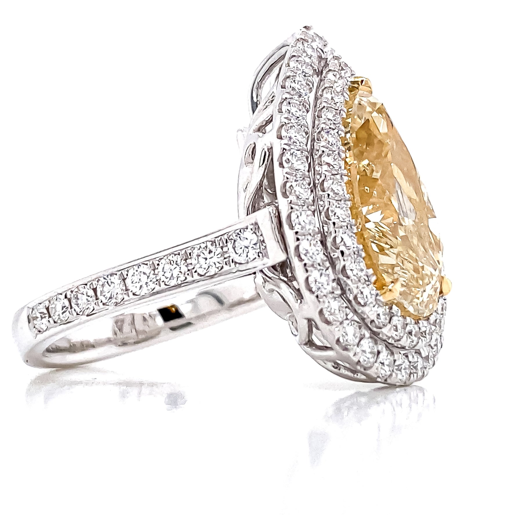 GIA Certified 7.18 Carat Yellow Diamond Ring and Pendant
