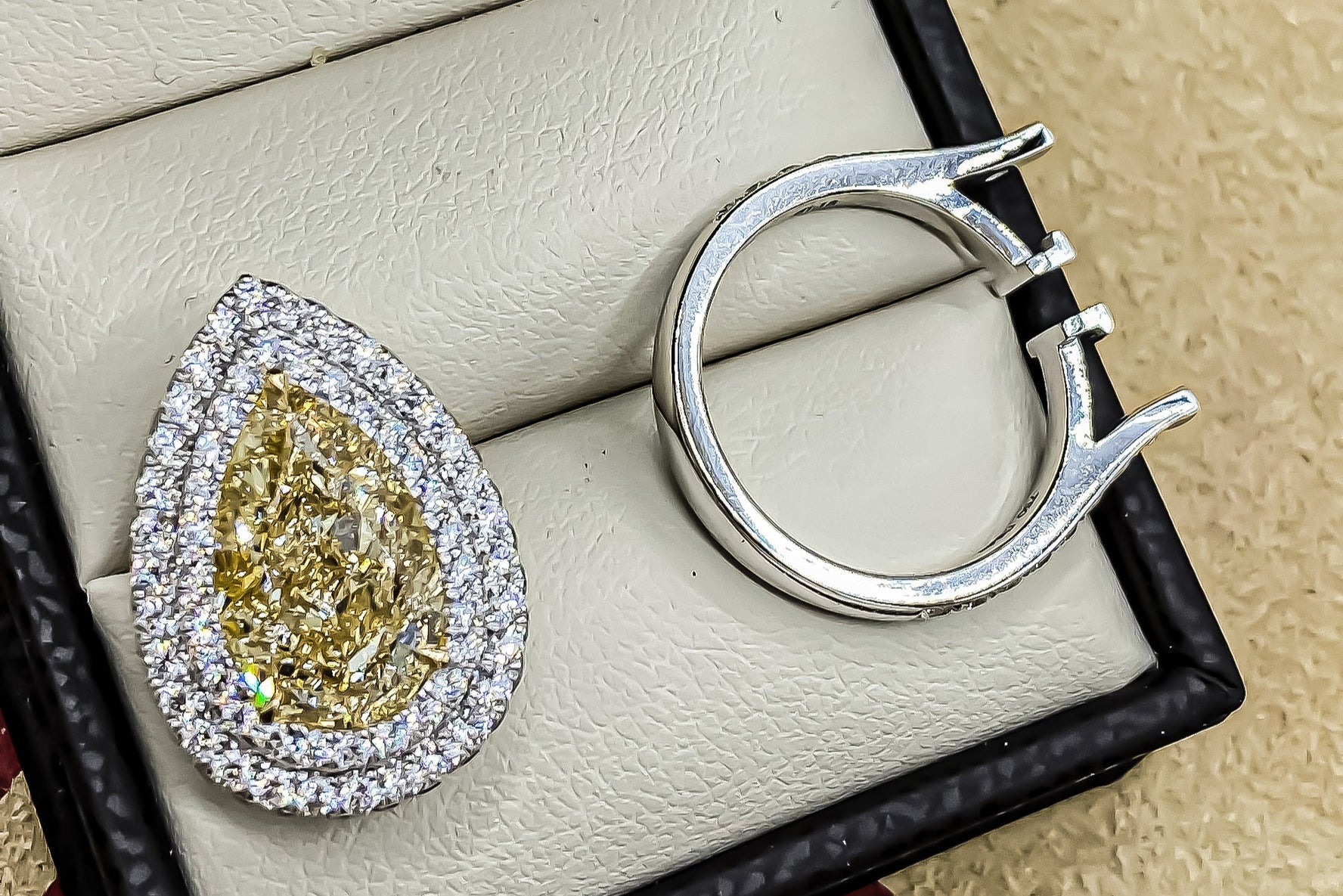 GIA Certified 7.18 Carat Yellow Diamond Ring and Pendant