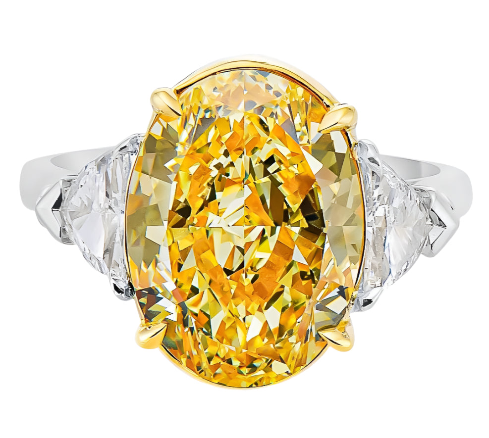 GIA Certified 8.00 Carat Oval Fancy Intense Yellow Diamond Ring