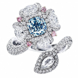 GIA Certified Fancy Light Blue Diamond Ring