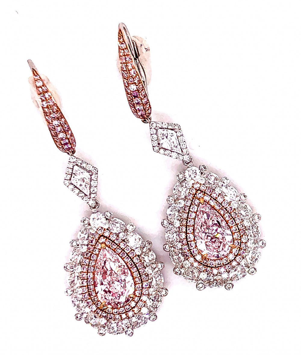 GIA Certified Fancy Pink Diamond Earrings