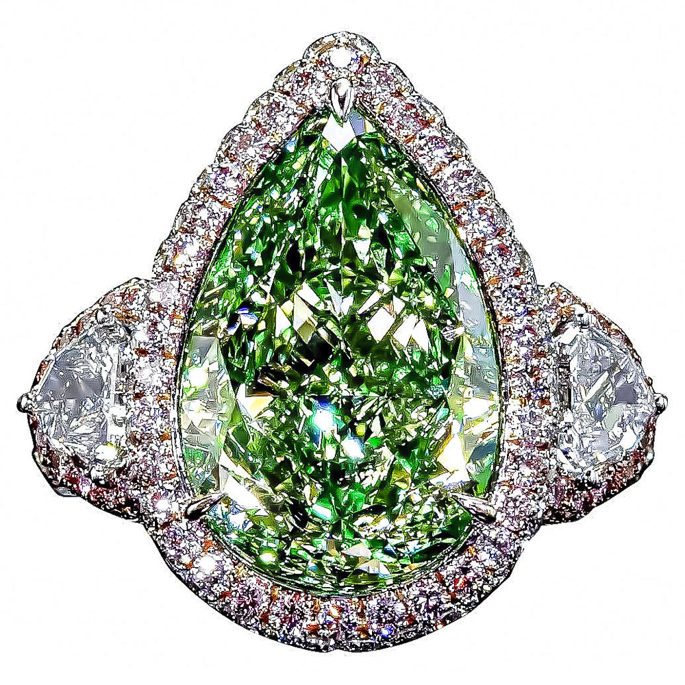 GIA Certified Greenish Yellow Diamond Ring