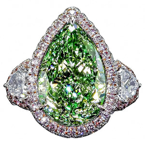GIA Certified Greenish Yellow Diamond Ring