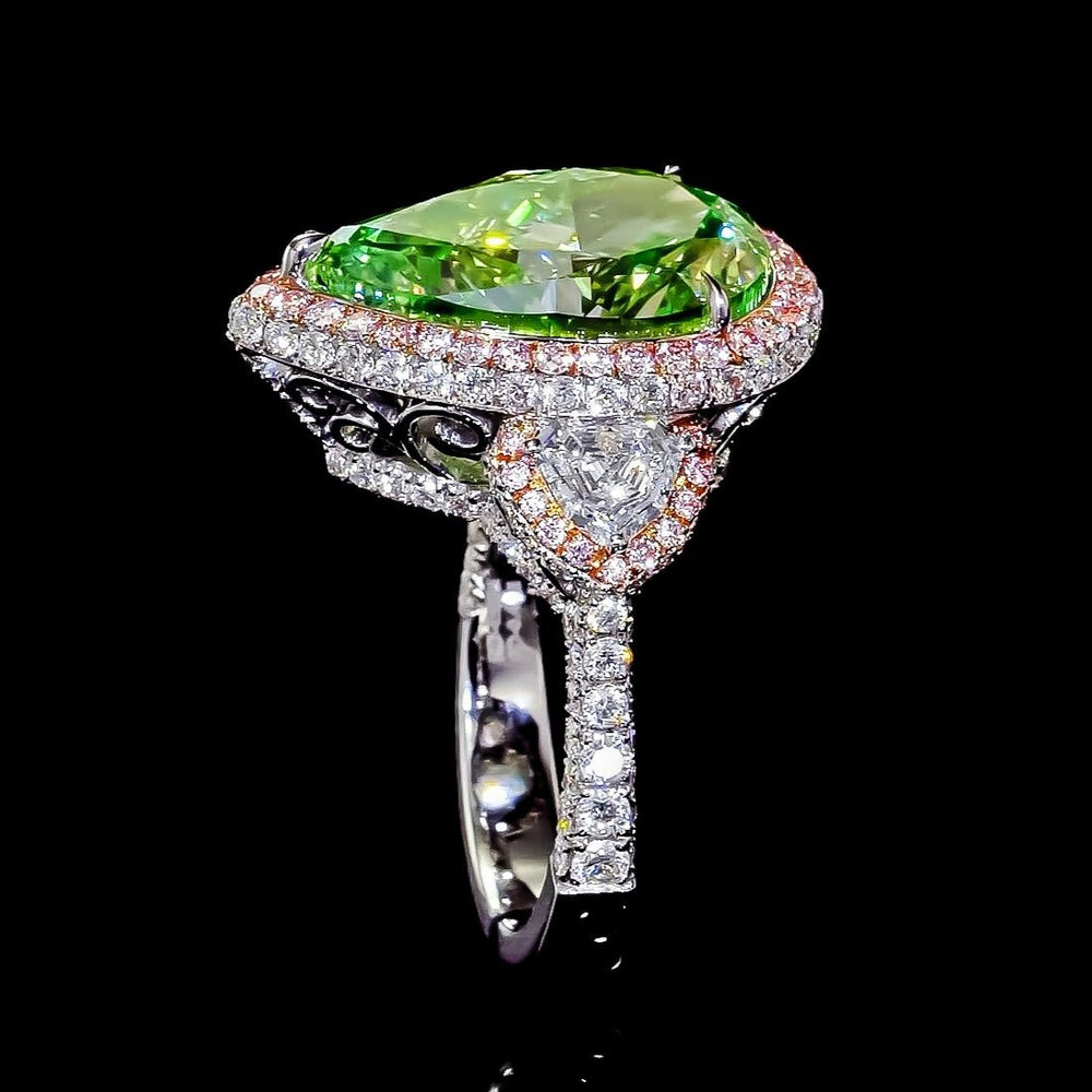 GIA Certified Greenish Yellow Diamond Ring