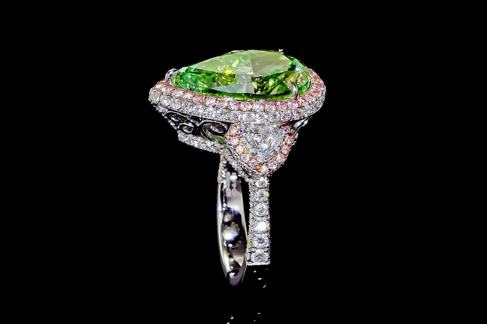 GIA Certified Greenish Yellow Diamond Ring