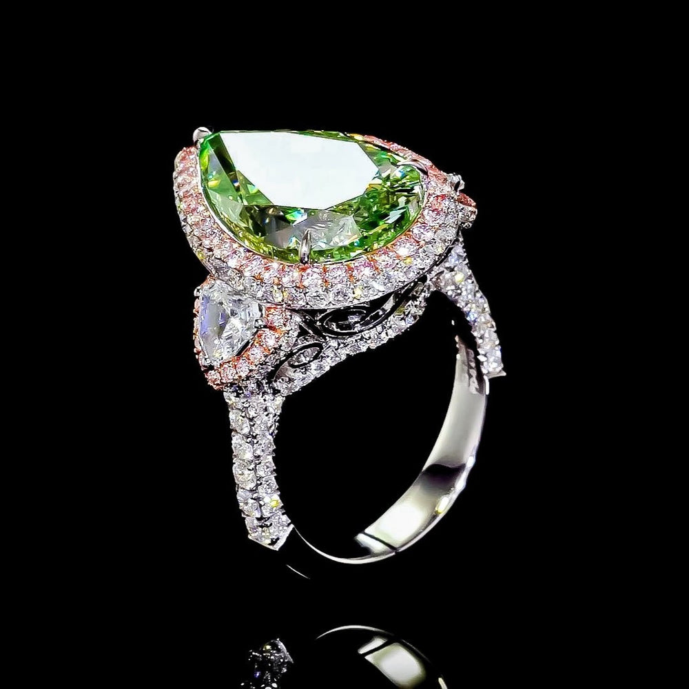 GIA Certified Greenish Yellow Diamond Ring