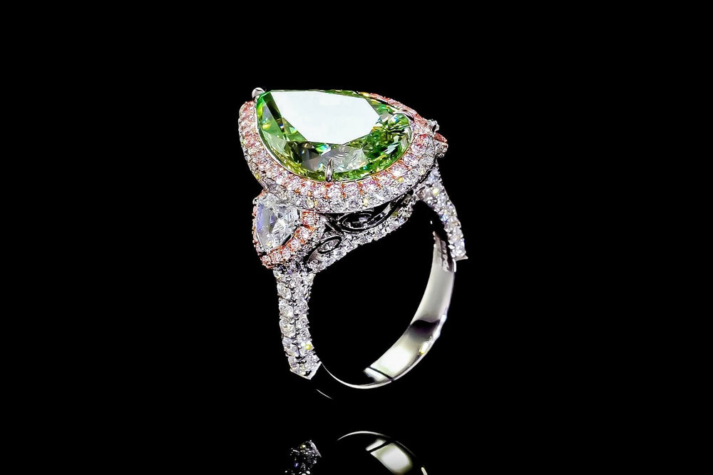 GIA Certified Greenish Yellow Diamond Ring