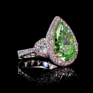 GIA Certified Greenish Yellow Diamond Ring