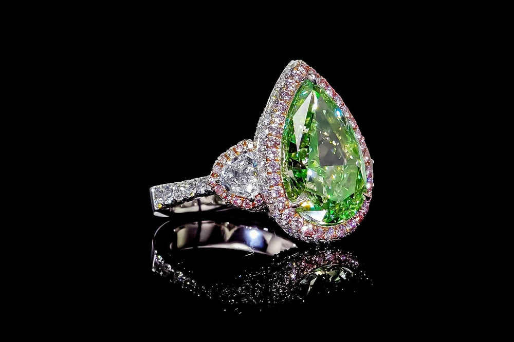 GIA Certified Greenish Yellow Diamond Ring
