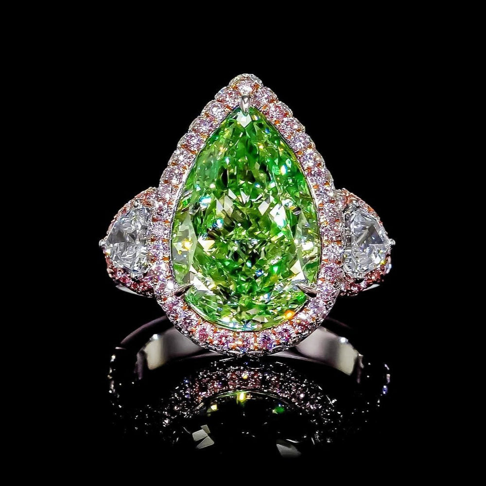 GIA Certified Greenish Yellow Diamond Ring