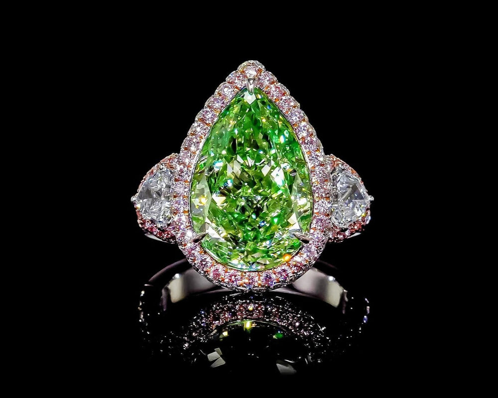 GIA Certified Greenish Yellow Diamond Ring